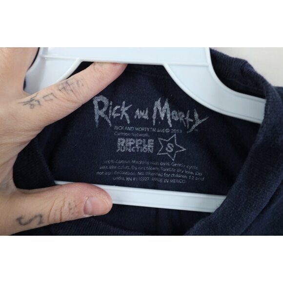 Y2K Womens Small Distressed Rick and Morty Cartoon Short Sleeve T-Shirt Blue - Picture 10 of 15